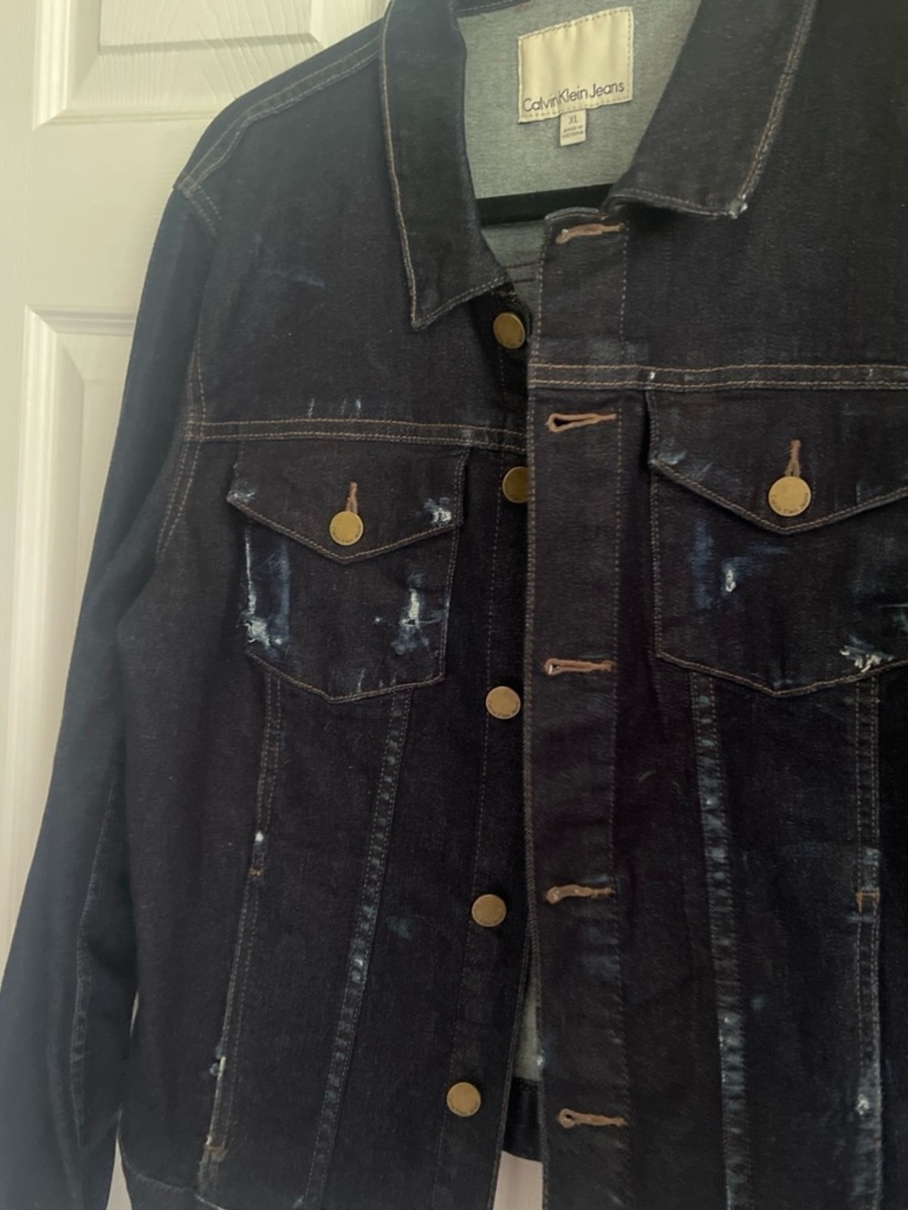 Calvin Klein Jeans Black Distressed Denim Jacket